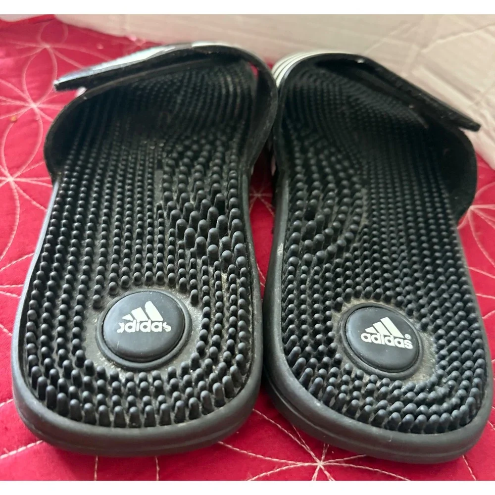 Adidas Adissage Mens Black White Massage Slide Sandals 078260 Size 11
